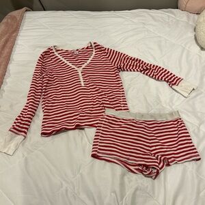red and white victoria's secret pajama set, size large